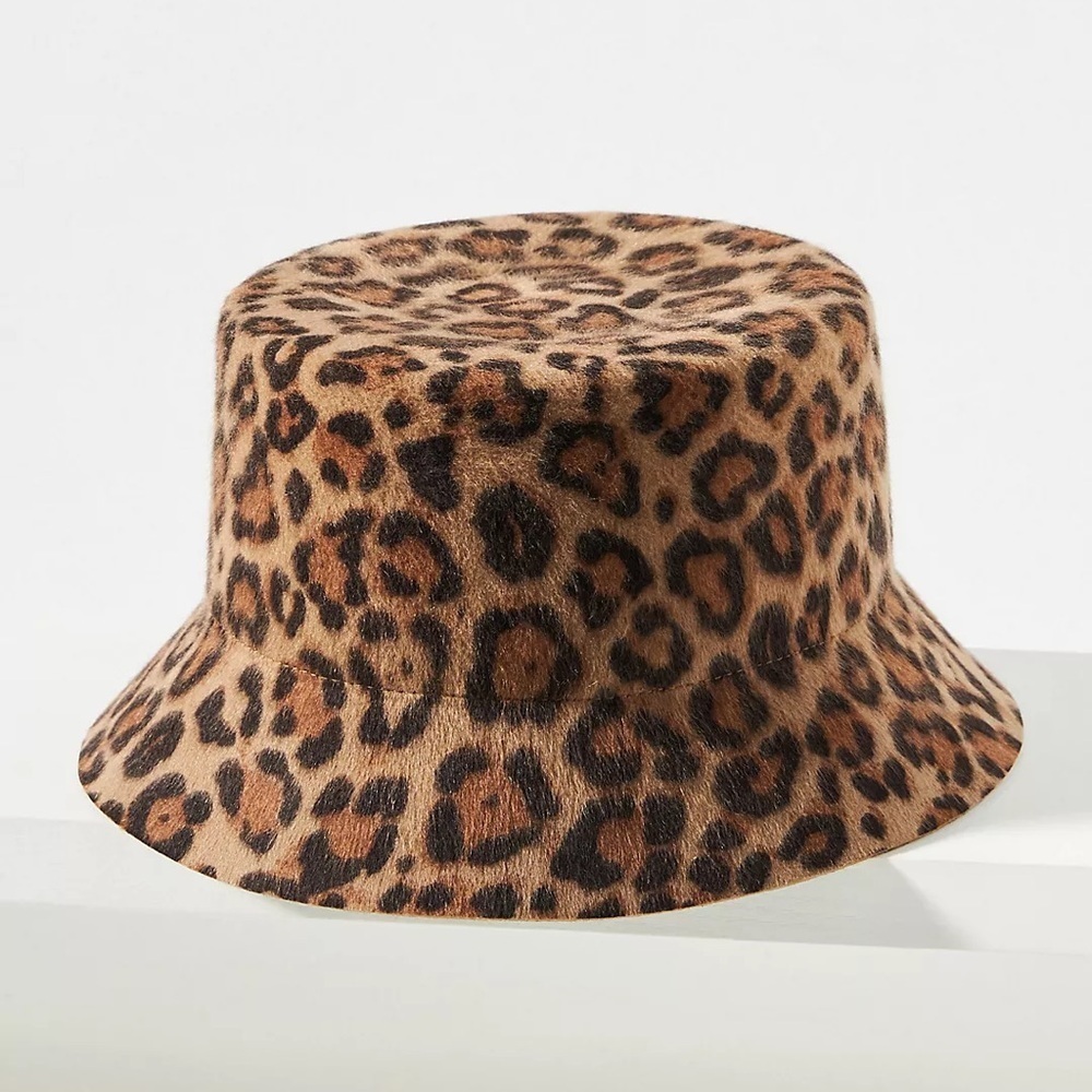 Anthropologie Wyeth Cheetah Felt Bucket Hat - Picture 2 of 4